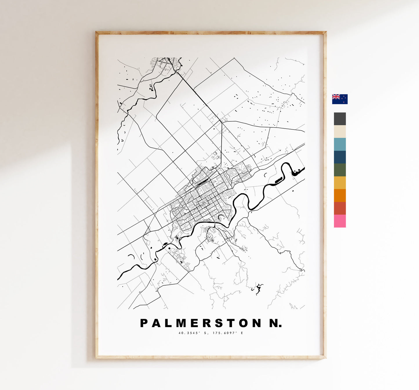 Palmerston North Map Print - City Map Poster - Map Wall Art - New Zealand City Maps - Palmerston Print - Poster - Minimalist City Map