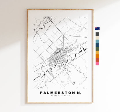 Palmerston North Map Print - City Map Poster - Map Wall Art - New Zealand City Maps - Palmerston Print - Poster - Minimalist City Map