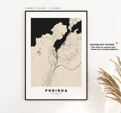 Porirua Map Print - City Map Poster - Map Wall Art - New Zealand City Maps - Porirua Print - Porirua Poster - Minimalist City Map