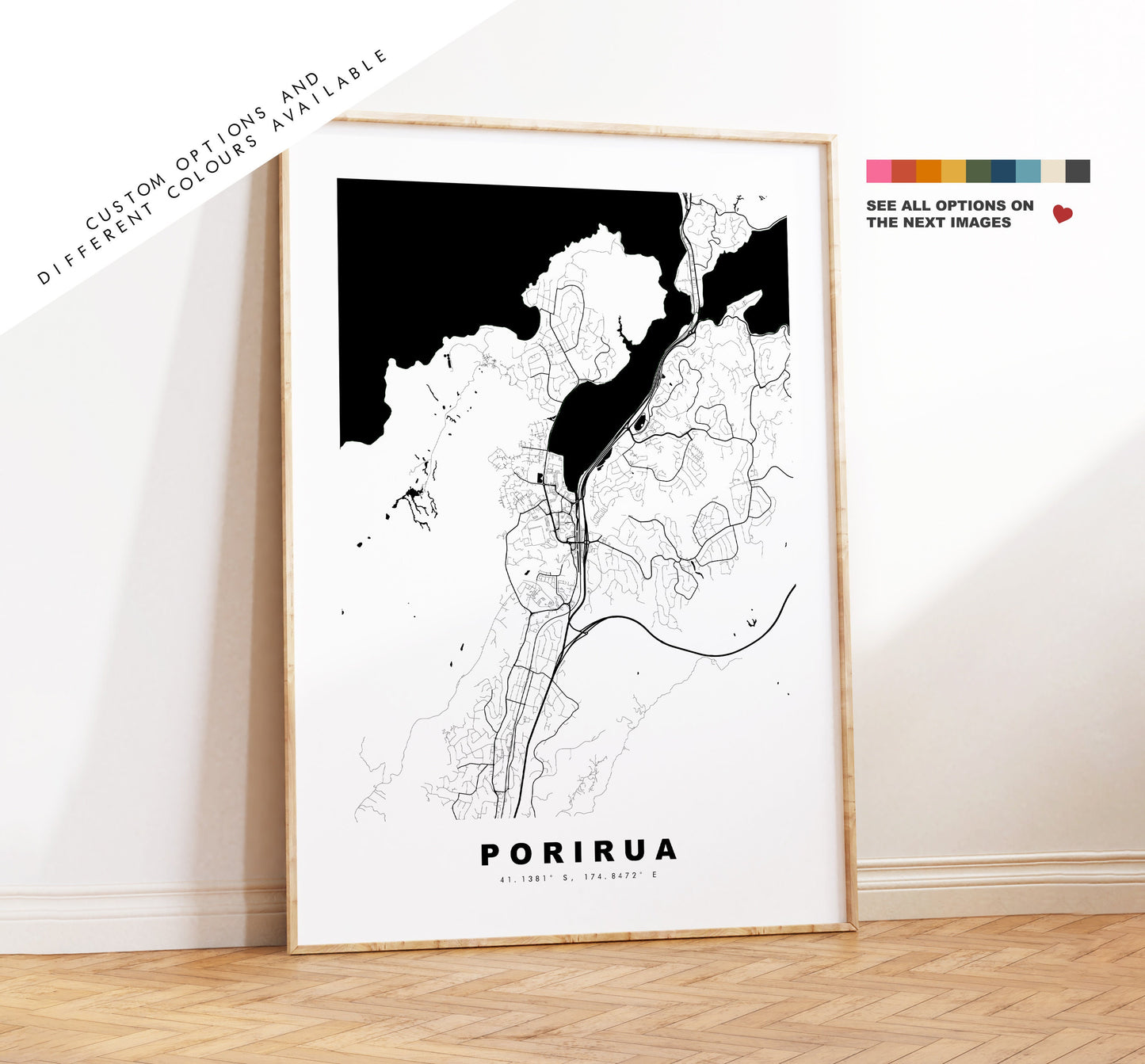 Porirua Map Print - City Map Poster - Map Wall Art - New Zealand City Maps - Porirua Print - Porirua Poster - Minimalist City Map