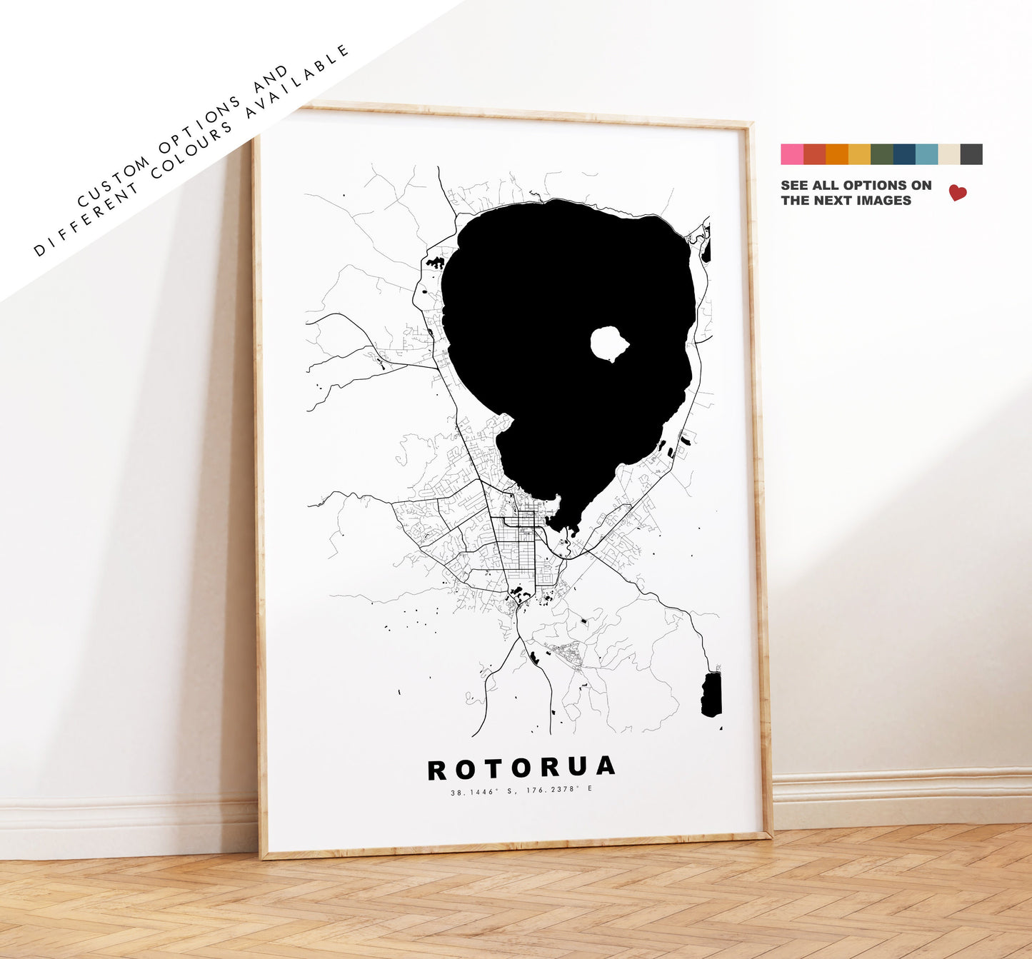 Rotorua Map Print - City Map Poster - Map Wall Art - New Zealand City Maps - Rotorua Print - Rotorua Poster - Minimalist City Map