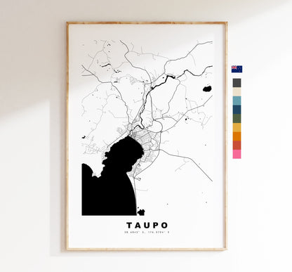 Taupo Map Print - City Map Poster - Map Wall Art - New Zealand City Maps - Taupo Print - Taupo Poster - Minimalist City Map