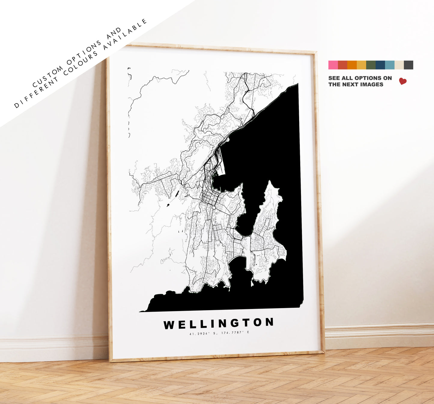 Wellington Map Print - City Map Poster - Map Wall Art - New Zealand City Maps - Wellington Print - Wellington Poster - Minimalist City Map