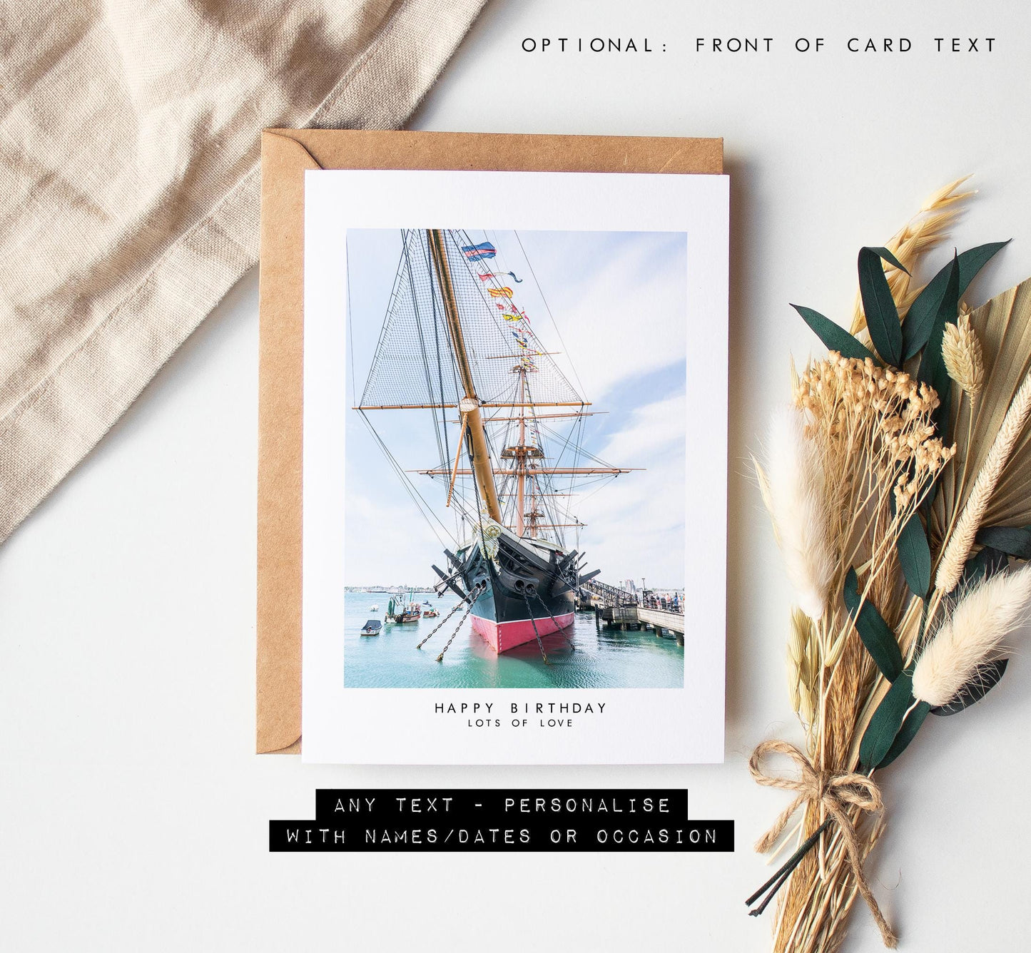 HMS Warrior Greeting Card - Portsmouth and Southsea Photography Greeting Cards - Envelope Included - Birthday - Wedding - Anniversary