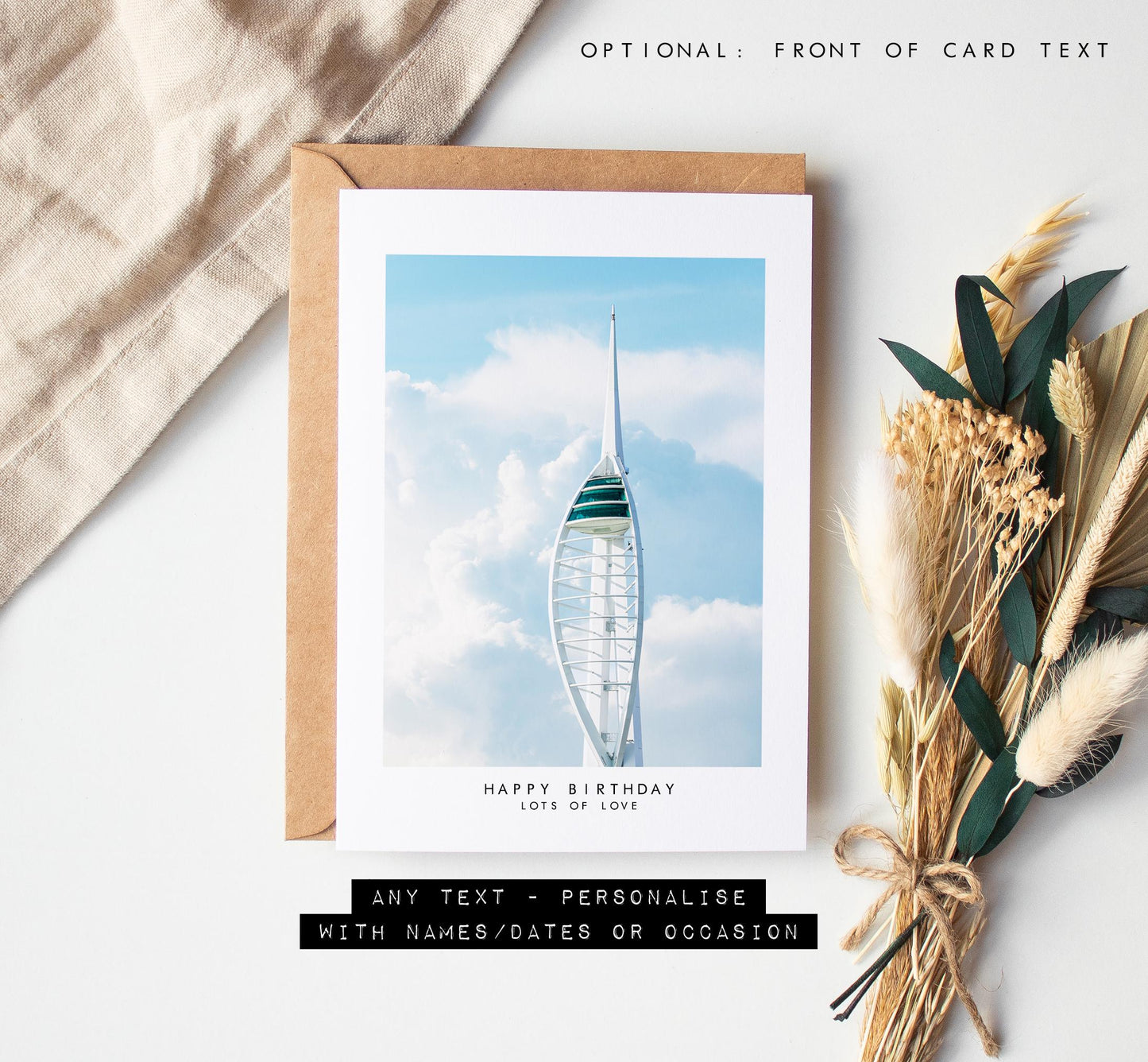 Spinnaker Tower Greeting Card - Portsmouth and Southsea Photography Greeting Cards - Envelope Included - Birthday - Wedding - Anniversary