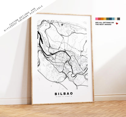 Bilbao Map Print - City Map Poster - Map Art - Map Wall Art - Spain City Maps - Bilbao Print - Bilbao Poster - Minimalist City Map