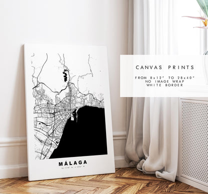 Malaga Map Print - City Map Poster - Map Art - Map Wall Art - Spain City Maps - Malaga Print - Malaga Poster - Minimalist City Map