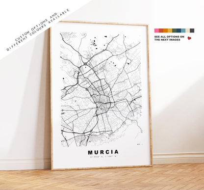 Murcia Map Print - City Map Poster - Map Art - Map Wall Art - Spain City Maps - Murcia Print - Murcia Poster - Minimalist City Map