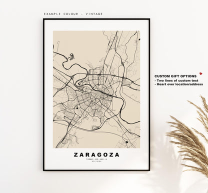 Zaragoza Map Print - City Map Poster - Map Art - Map Wall Art - Spain City Maps - Zaragoza Print - Zaragoza Poster - Minimalist City Map