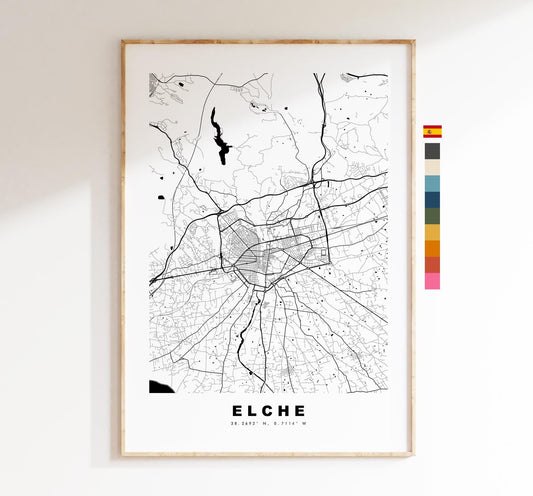 Elche Map Print - City Map Poster - Map Art - Map Wall Art - Spain City Maps - Elche Print - Elche Poster - Minimalist City Map