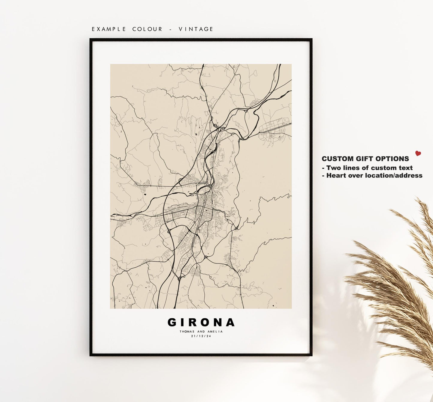 Girona Map Print - City Map Poster - Map Art - Map Wall Art - Spain City Maps - Girona Print - Girona Poster - Minimalist City Map