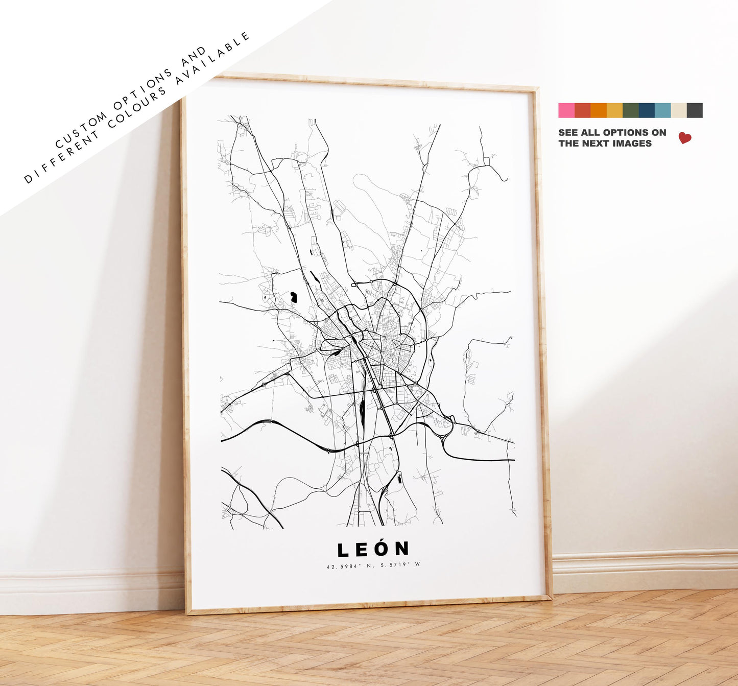 Leon Map Print - City Map Poster - Map Art - Map Wall Art - Spain City Maps - Leon Print - León Poster - Minimalist City Map