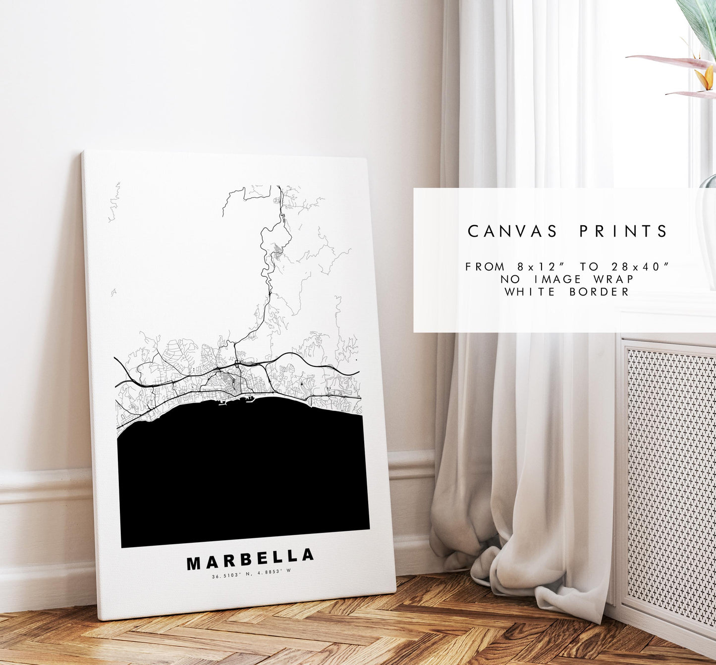 Marbella Map Print - City Map Poster - Map Art - Map Wall Art - Spain City Maps - Marbella Print - Marbella Poster - Minimalist City Map