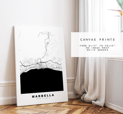 Marbella Map Print - City Map Poster - Map Art - Map Wall Art - Spain City Maps - Marbella Print - Marbella Poster - Minimalist City Map