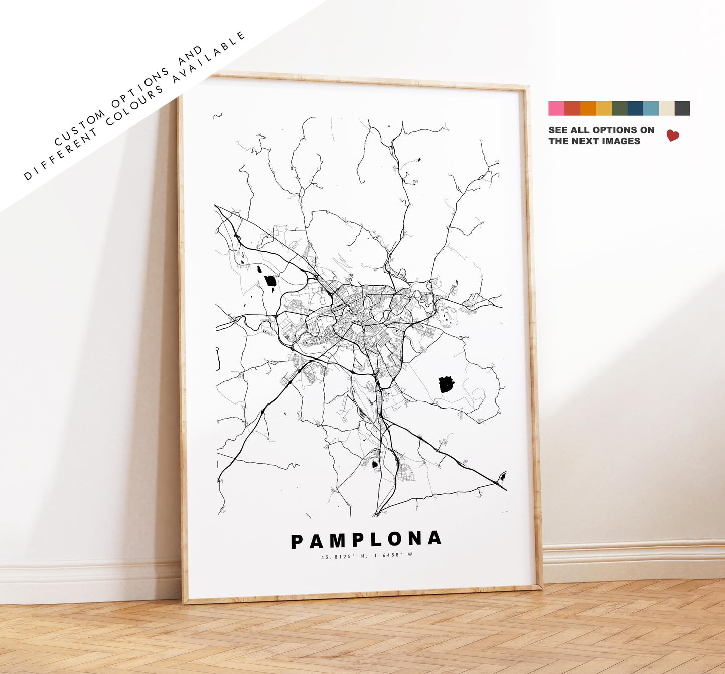 Pamplona Map Print - City Map Poster - Map Art - Map Wall Art - Spain City Maps - Pamplona Print - Pamplona Poster - Minimalist City Map