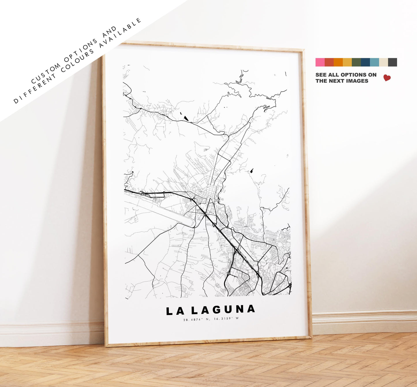 La Laguna Map Print - City Map Poster - Tenerife - Map Wall Art - Spain City Maps - Print - San Cristóbal de La Laguna - Minimalist City Map