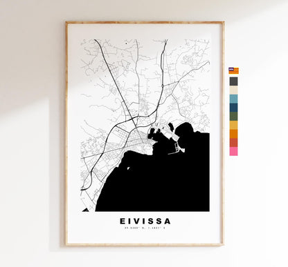 Eivissa Map Print - City Map Poster - Map Art - Map Wall Art - Spain City Maps - Eivissa Print - Ibiza  - Minimalist City Map