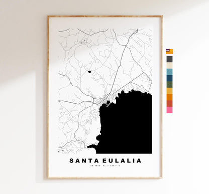 Santa Eulalia Map Print - City Map Poster - Map Art - Map Wall Art - Spain City Maps - Santa Eulària des Riu - Ibiza  - Minimalist City Map