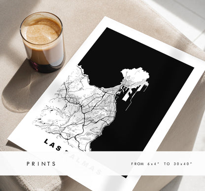 Las Palmas Map Print - City Map Poster - Map Art - Map Wall Art - Spain City Maps - Print - Las Palma de Gran Canaria  - Minimalist City Map