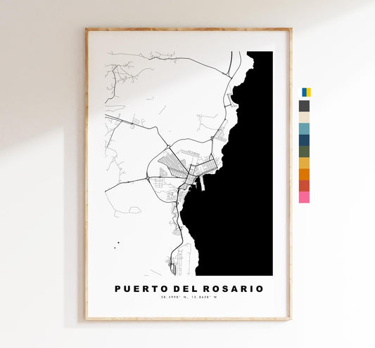 Puerto del Rosario Map Print - City Map Poster - Map Art - Map Wall Art - Spain City Maps - Print - Fuerteventura - Minimalist City Map