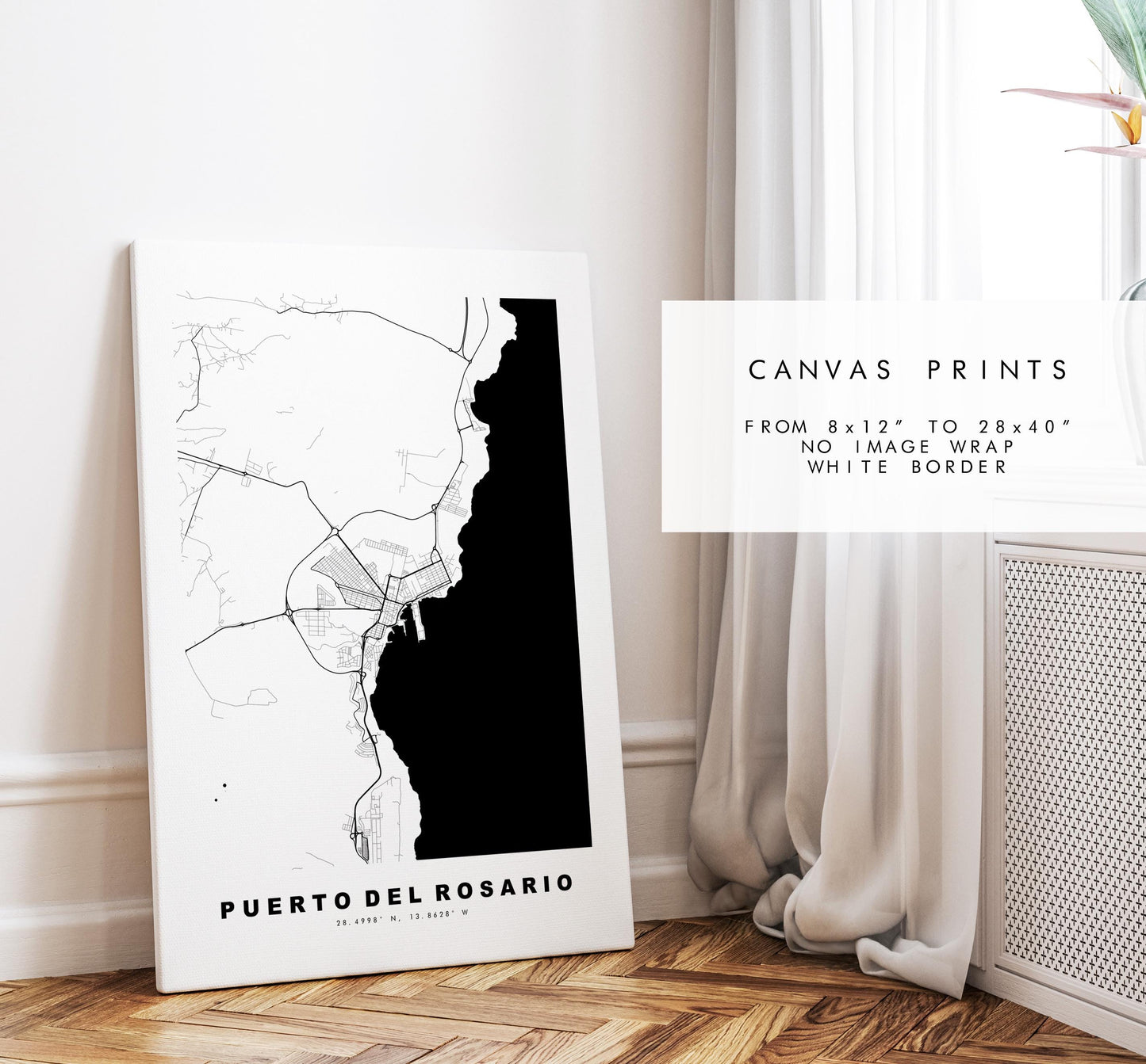 Puerto del Rosario Map Print - City Map Poster - Map Art - Map Wall Art - Spain City Maps - Print - Fuerteventura - Minimalist City Map