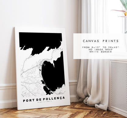 Port de Pollenca Map Print - City Map Poster - Map Art - Map Wall Art - Spain City Maps - Print - Mallorca  - Minimalist City Map