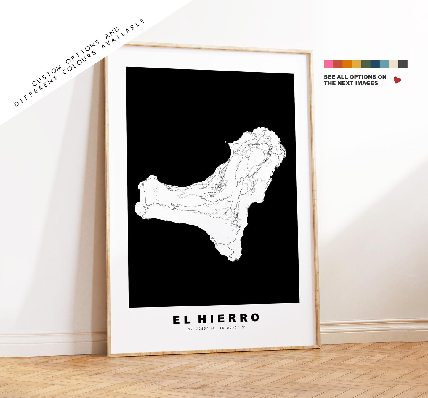 El Hierro Map Print - Map Poster - Map Art - Map Wall Art - Spain Maps - El Hierro Print - Canary Islands Poster - Minimalist Map