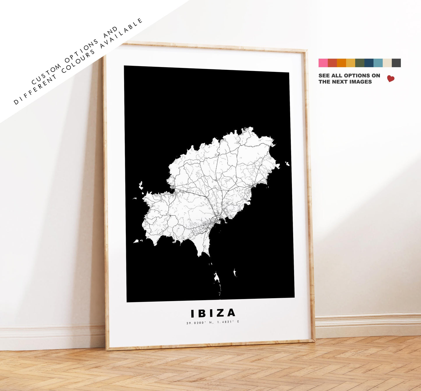 Ibiza Map Print - Map Poster - Map Art - Map Wall Art - Spain Maps - Ibiza Print - Balearic Islands Poster - Minimalist Map