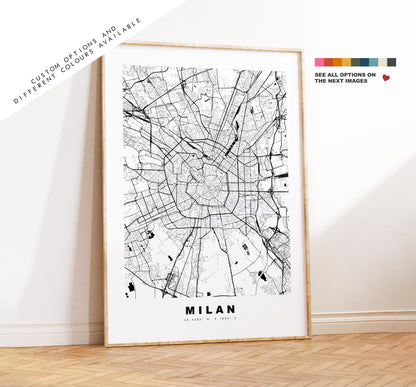 Milan Map Print - City Map Poster - Map Art - Map Wall Art - Italy City Maps - Milan Print - Milan Poster - Minimalist City Map