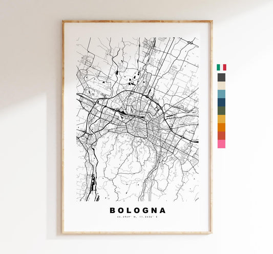 Bologna Map Print - City Map Poster - Map Art - Map Wall Art - Italy City Maps - Bologna Print - Bologna Poster - Minimalist City Map