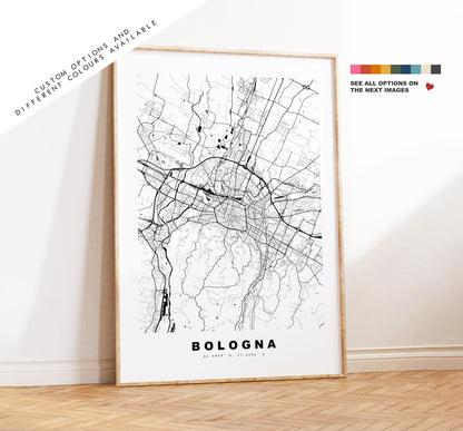 Bologna Map Print - City Map Poster - Map Art - Map Wall Art - Italy City Maps - Bologna Print - Bologna Poster - Minimalist City Map