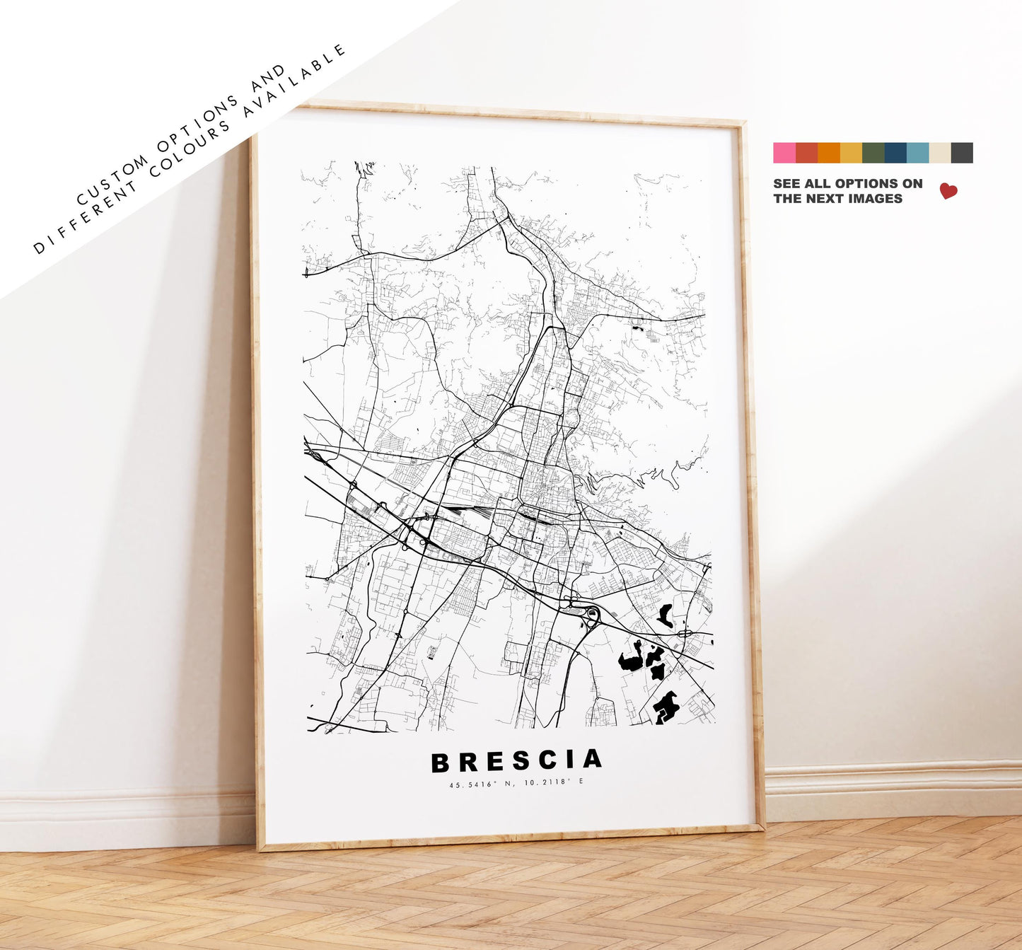 Brescia Map Print - City Map Poster - Map Art - Map Wall Art - Italy City Maps - Brescia Print - Brescia Poster - Minimalist City Map