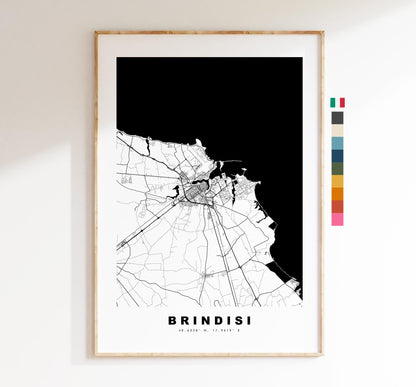 Brindisi Map Print - City Map Poster - Map Art - Map Wall Art - Italy City Maps - Brindisi Print - Brindisi Poster - Minimalist City Map