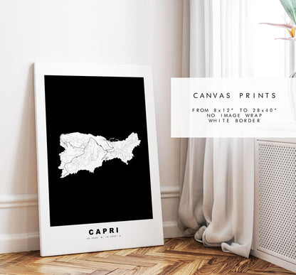 Capri Map Print - Island Map Poster - Map Art - Map Wall Art - Italy Maps - Capri Print - Capri Poster - Minimalist Map