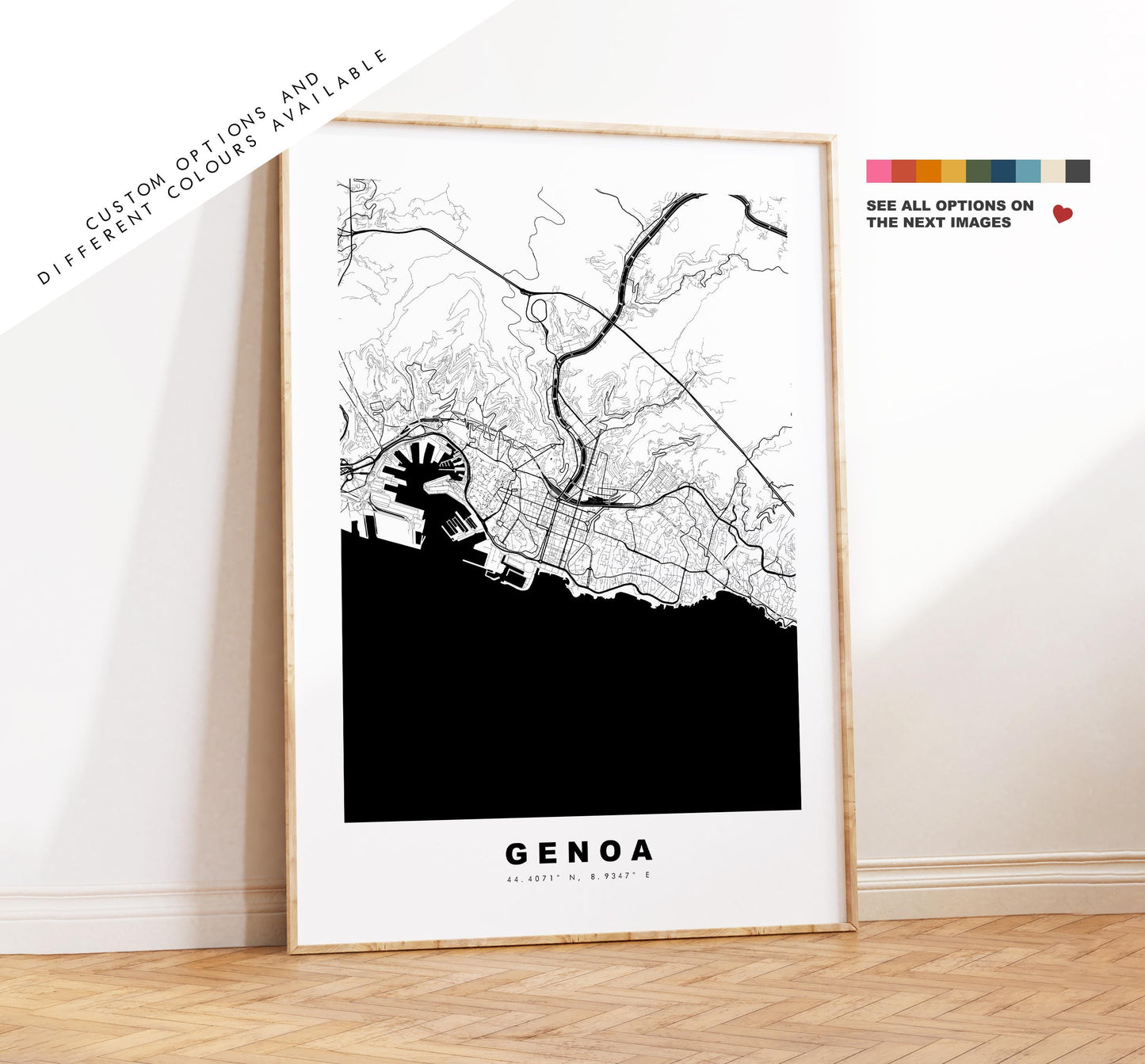 Genoa Map Print - City Map Poster - Map Art - Map Wall Art - Italy City Maps - Genoa Print - Genoa Poster - Minimalist City Map