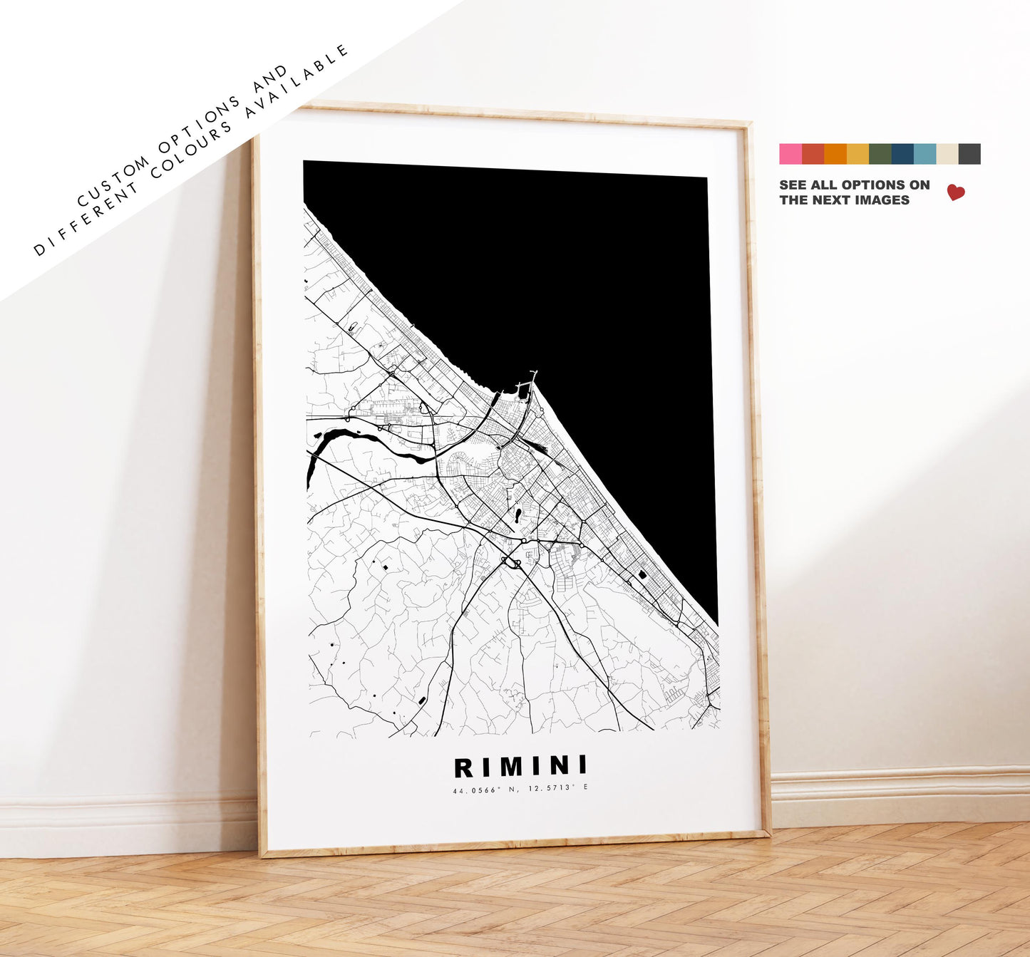 Rimini Map Print - City Map Poster - Map Art - Map Wall Art - Italy City Maps - Rimini Print - Rimini Poster - Minimalist City Map