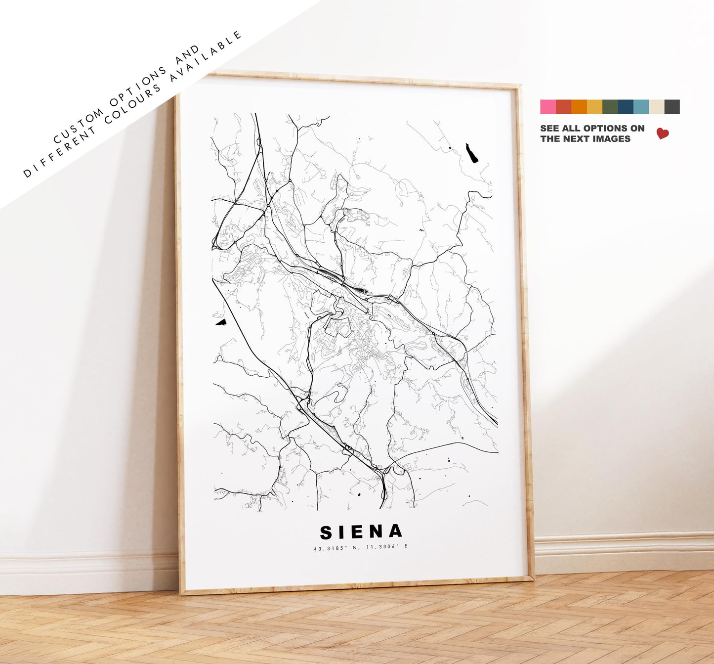 Siena Map Print - City Map Poster - Map Art - Map Wall Art - Italy City Maps - Siena Print - Siena Poster - Minimalist City Map