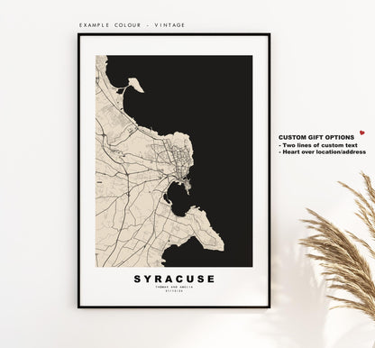 Syracuse Map Print - City Map Poster - Map Art - Map Wall Art - Italy City Maps - Syracuse Print - Syracuse Poster - Minimalist City Map