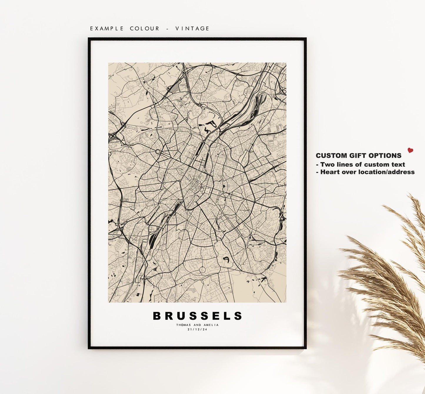 Brussels Map Print - City Map Poster - Map Art - Map Wall Art - Belgium City Maps - Brussels Print - Brussels Poster - Minimalist City Map