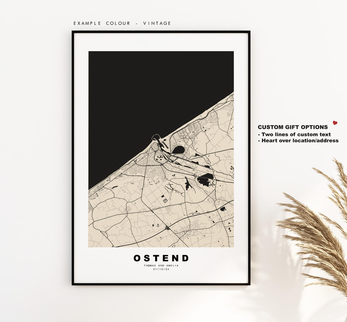 Ostend Map Print - City Map Poster - Map Art - Map Wall Art - Belgium City Maps - Ostend Print - Ostend Poster - Minimalist City Map