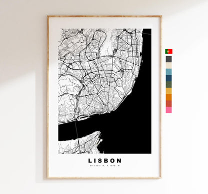 Lisbon Map Print - City Map Poster - Map Art - Map Wall Art - Portugal City Maps - Lisbon Print - Lisbon Poster - Minimalist City Map