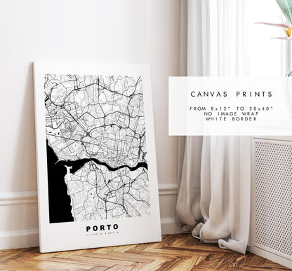 Porto Map Print - City Map Poster - Map Art - Map Wall Art - Portugal City Maps - Porto Print - Porto Poster - Minimalist City Map