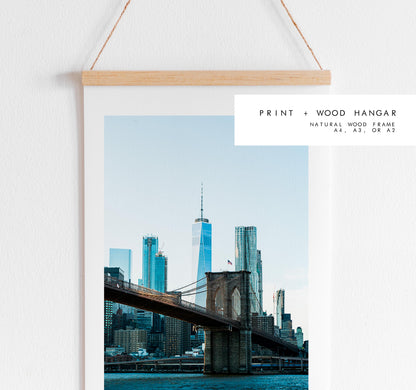 New York Skyline Print - New York Skyline - Manhattan Skyline - New York Print - Poster - Artwork - World Trade Centre - Brooklyn Bridge