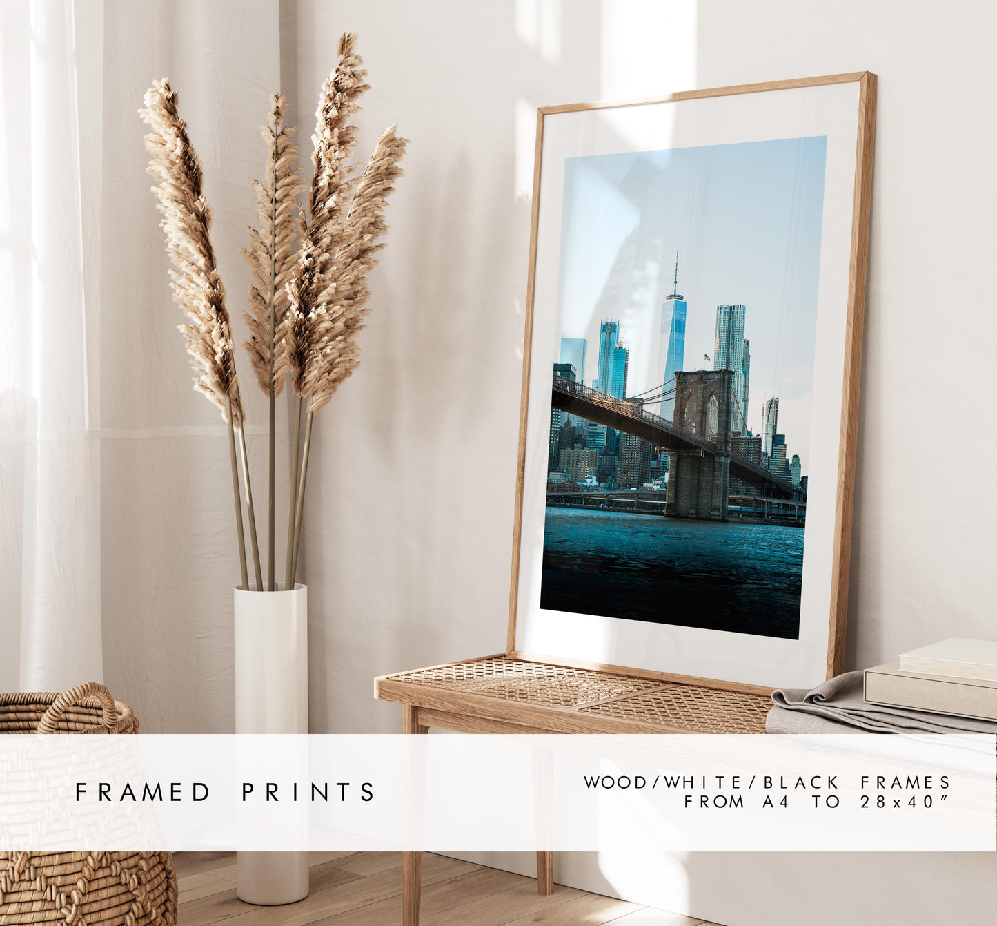 New York Skyline Print - New York Skyline - Manhattan Skyline - New York Print - Poster - Artwork - World Trade Centre - Brooklyn Bridge