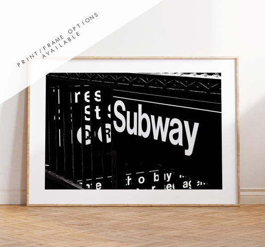 Subway Sign Print - New York Print - Fine Art Photography Print - New York Photography - Black and White - New York Poster  - Metro - Subway