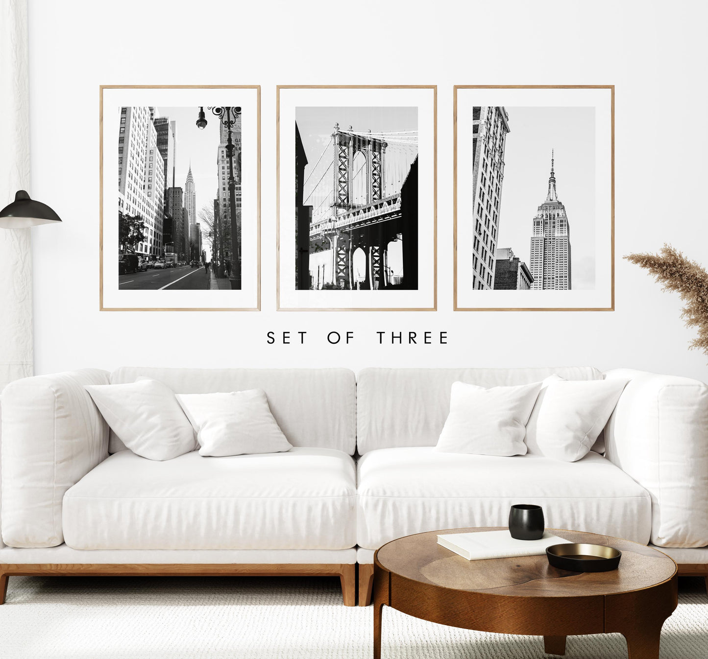 New York City Black and White Print Set - Print Set of Three - Landmarks - Empire State Building - Chrysler Building - Manhattan Bridge