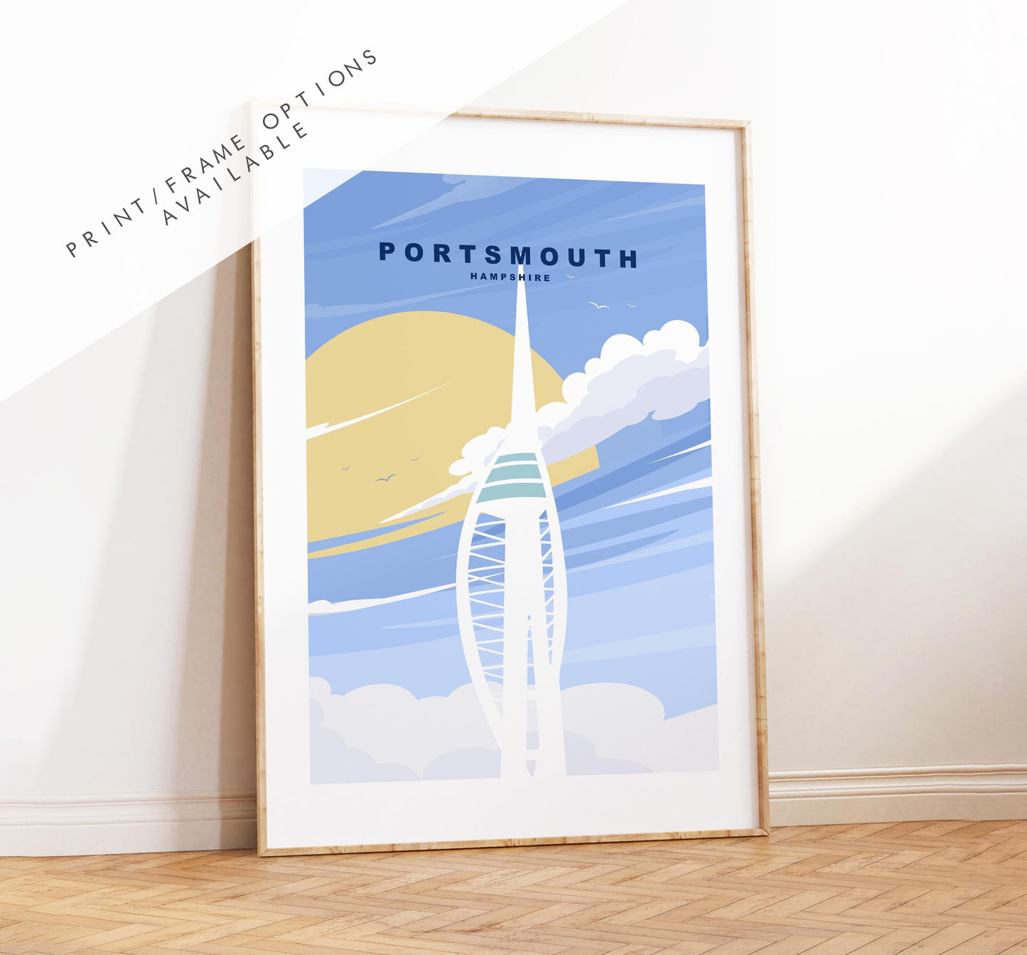 Portsmouth Travel Poster - Wall Art Print - Southsea and Portsmouth Travel Posters - Minimalist Retro Style - Prints or Framed Prints