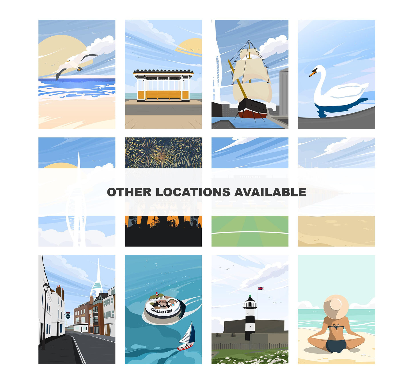 Portsmouth Pride Travel Poster - Wall Art Print - Southsea and Portsmouth Travel Posters - Minimalist Retro Style - Prints or Framed Prints