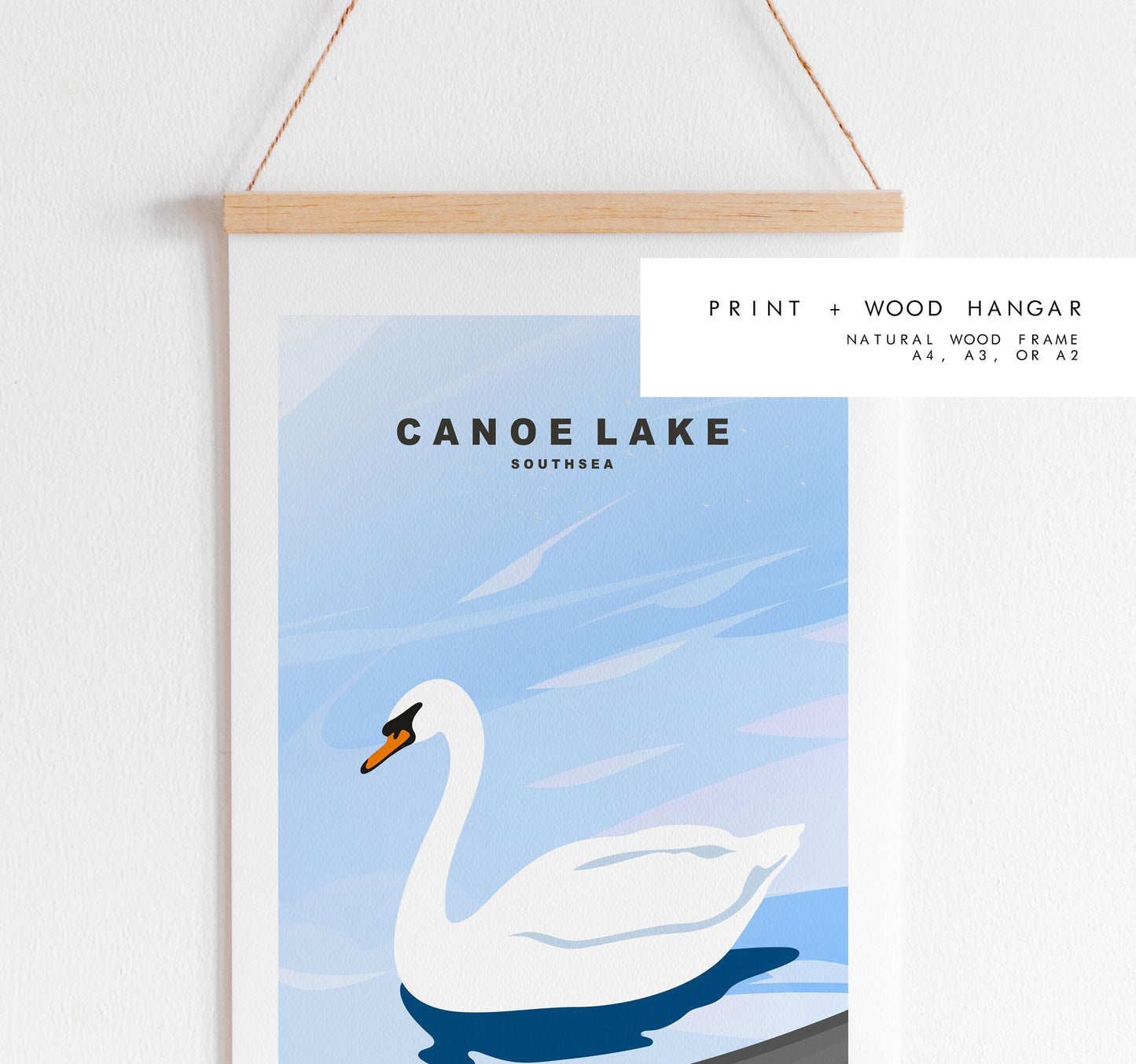 Canoe Lake Travel Poster - Wall Art Print - Southsea and Portsmouth Travel Posters - Minimalist Retro Style - Prints or Framed Prints