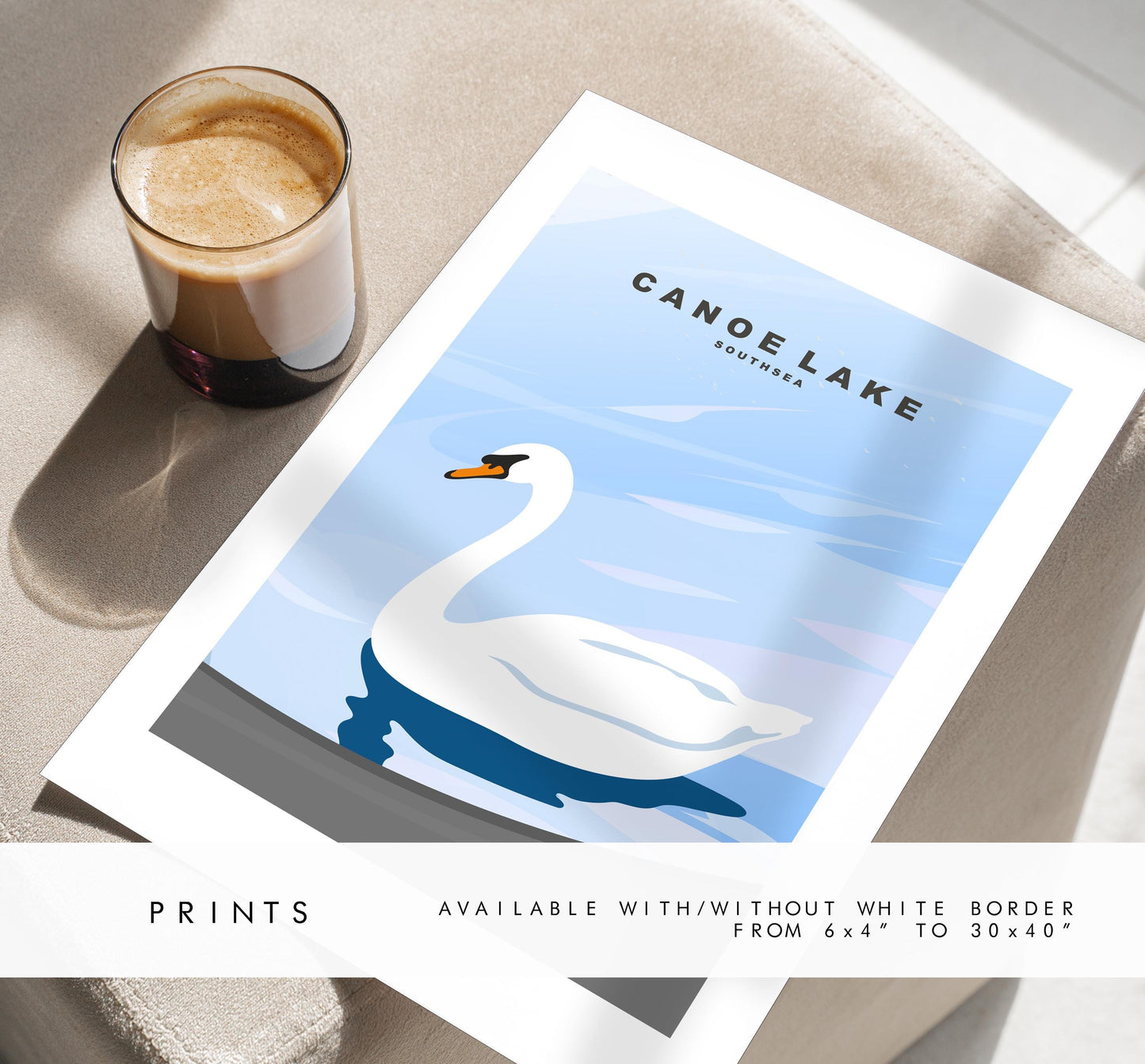 Canoe Lake Travel Poster - Wall Art Print - Southsea and Portsmouth Travel Posters - Minimalist Retro Style - Prints or Framed Prints